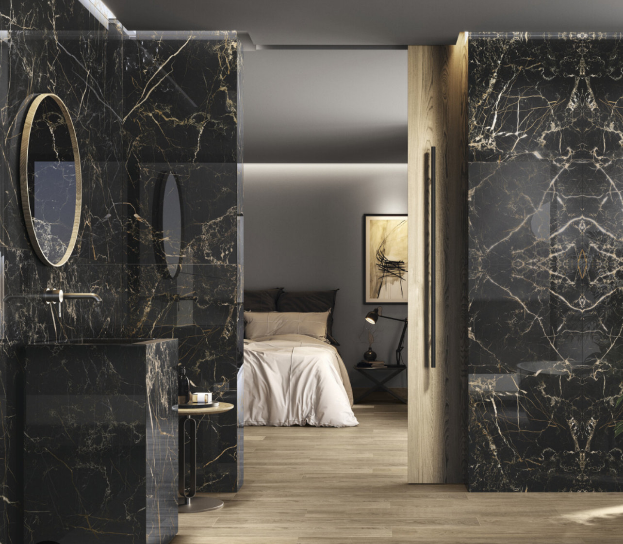 Large format marble tile bathroom installation by Orleans Flooring Co. in Ottawa showing zero lippage result